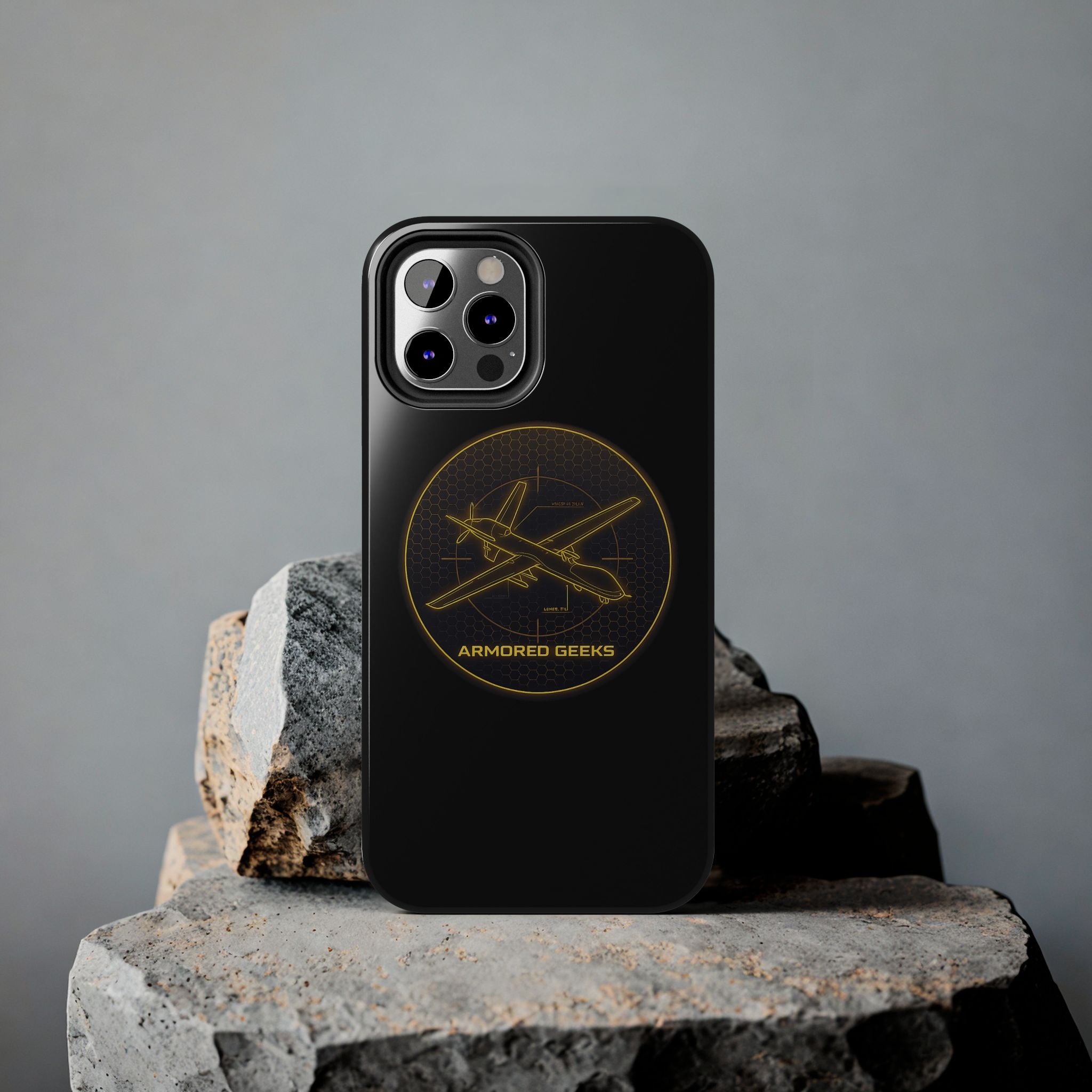 Tough Phone Case — Armored Geeks Drone Emblem (Black & Gold)
