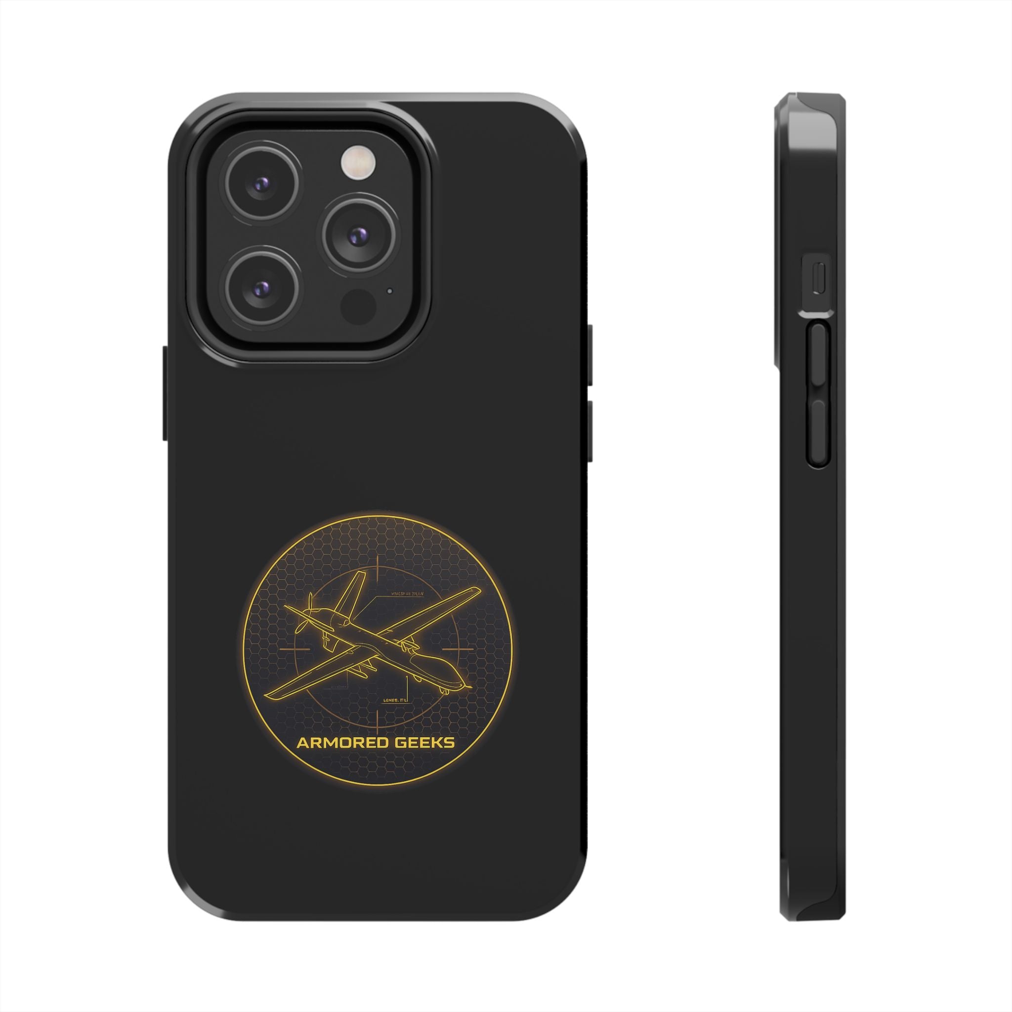 Tough Phone Case — Armored Geeks Drone Emblem (Black & Gold)