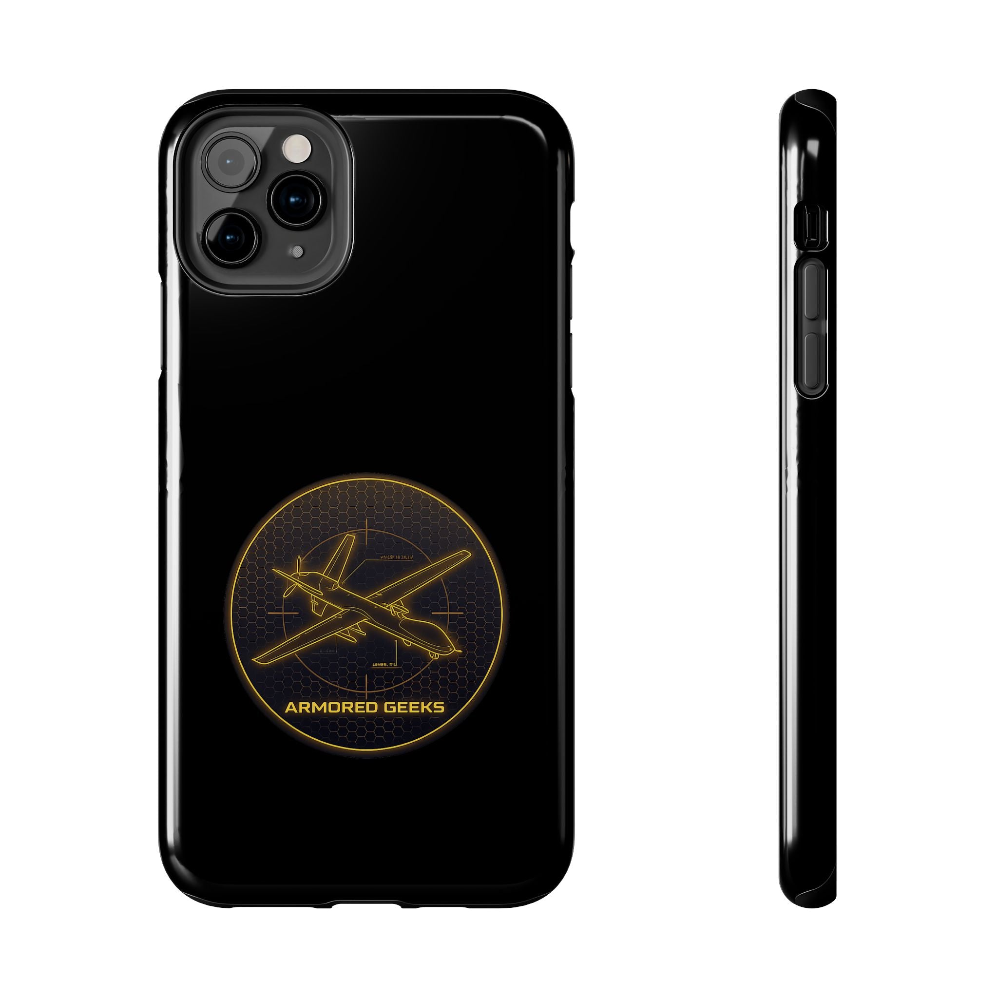 Tough Phone Case — Armored Geeks Drone Emblem (Black & Gold)
