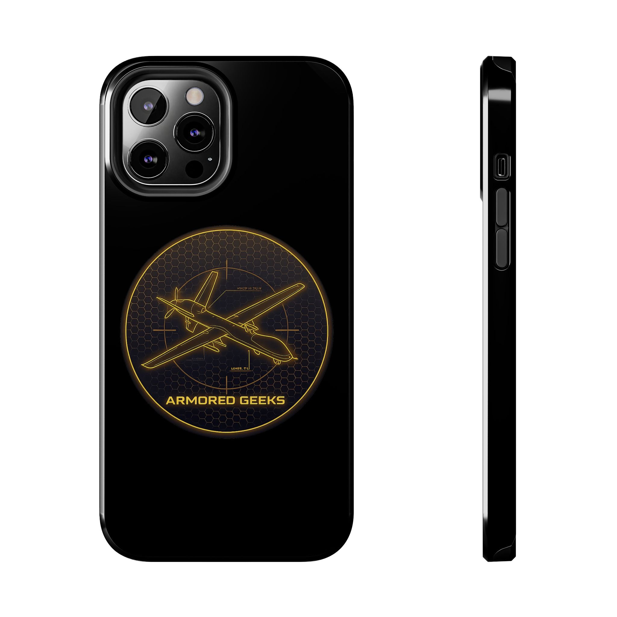 Tough Phone Case — Armored Geeks Drone Emblem (Black & Gold)