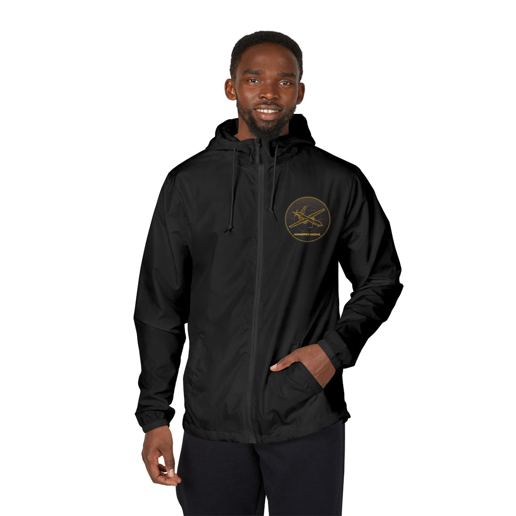 Windbreaker Jacket — Vintage Gold Seal Logo Lightweight Hooded Shell