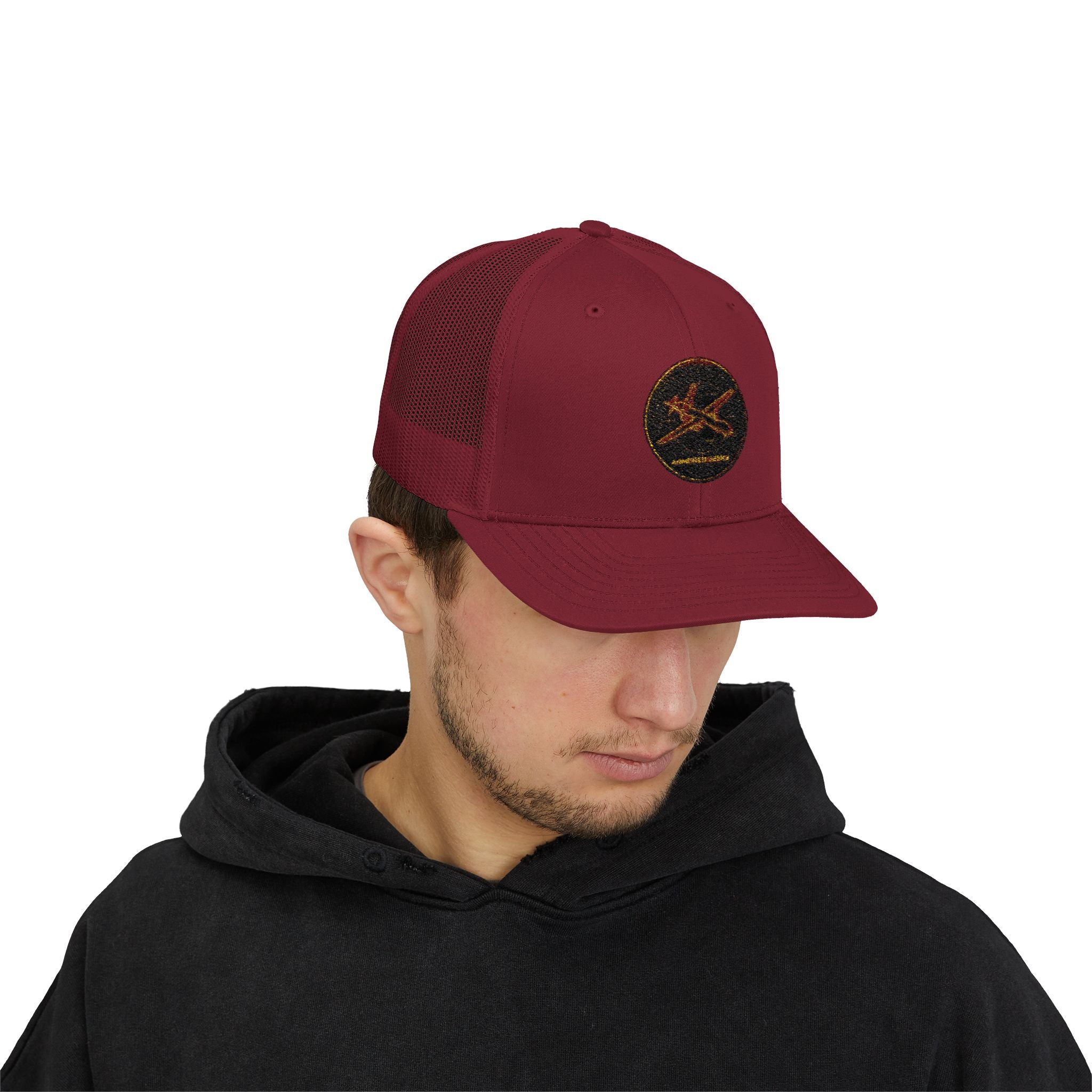 Embroidered Sunrise Wave Snapback Trucker Cap
