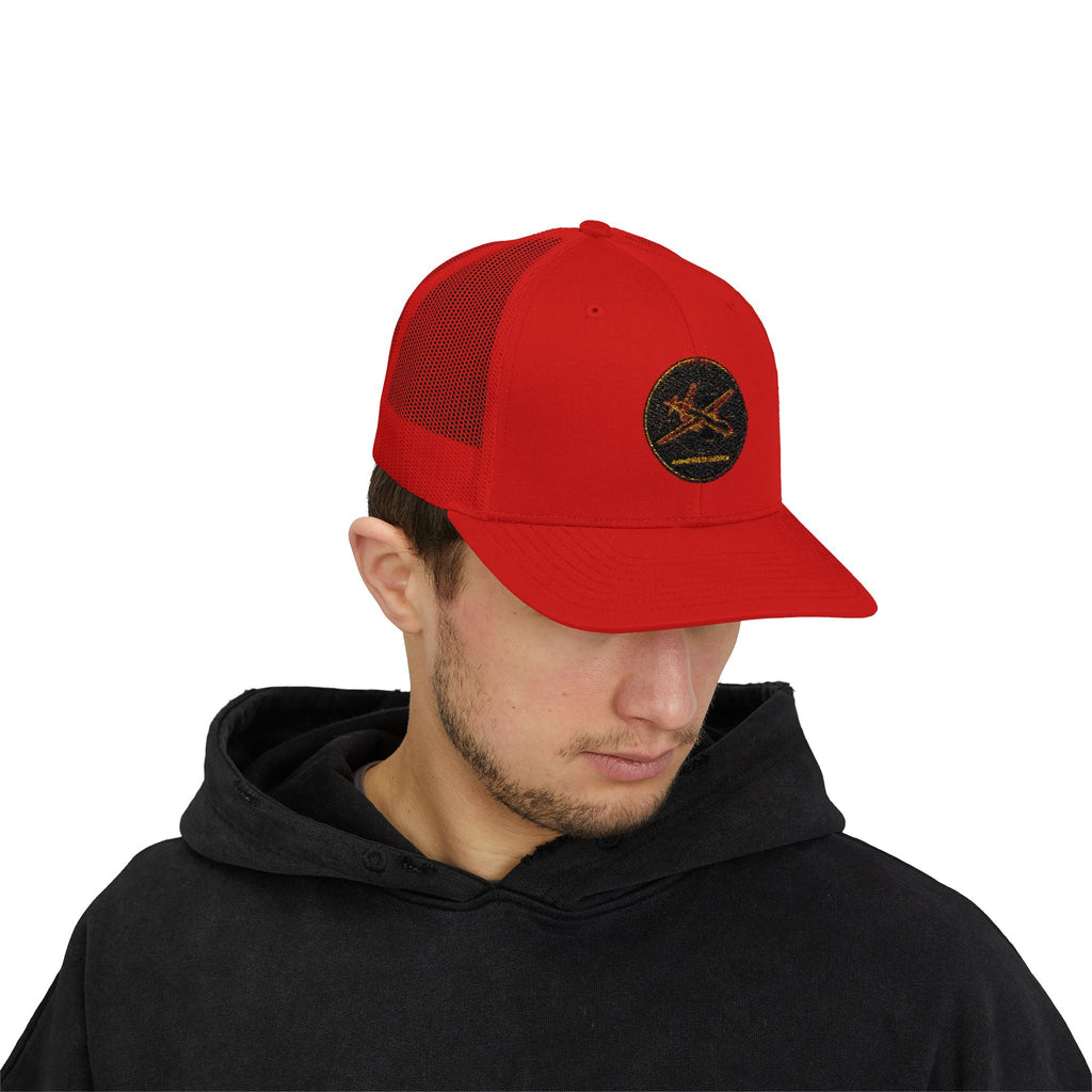 Embroidered Sunrise Wave Snapback Trucker Cap