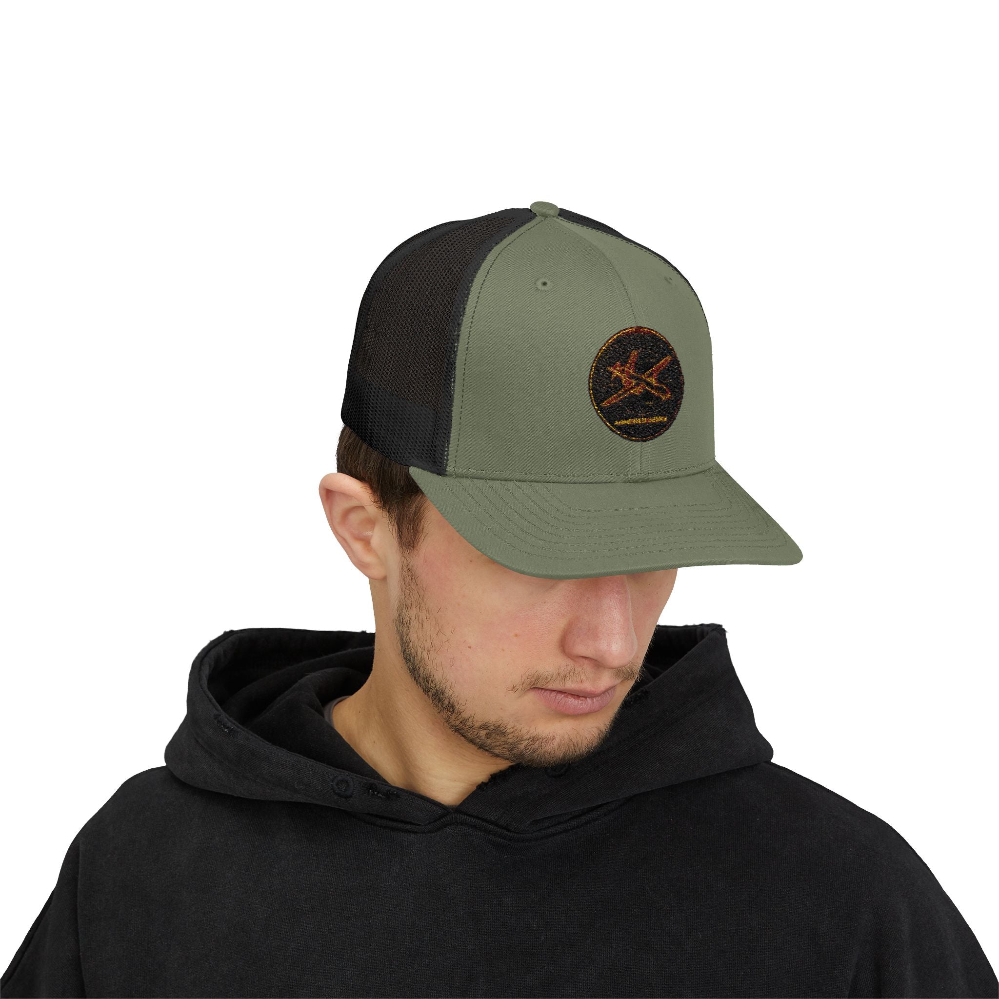 Embroidered Sunrise Wave Snapback Trucker Cap