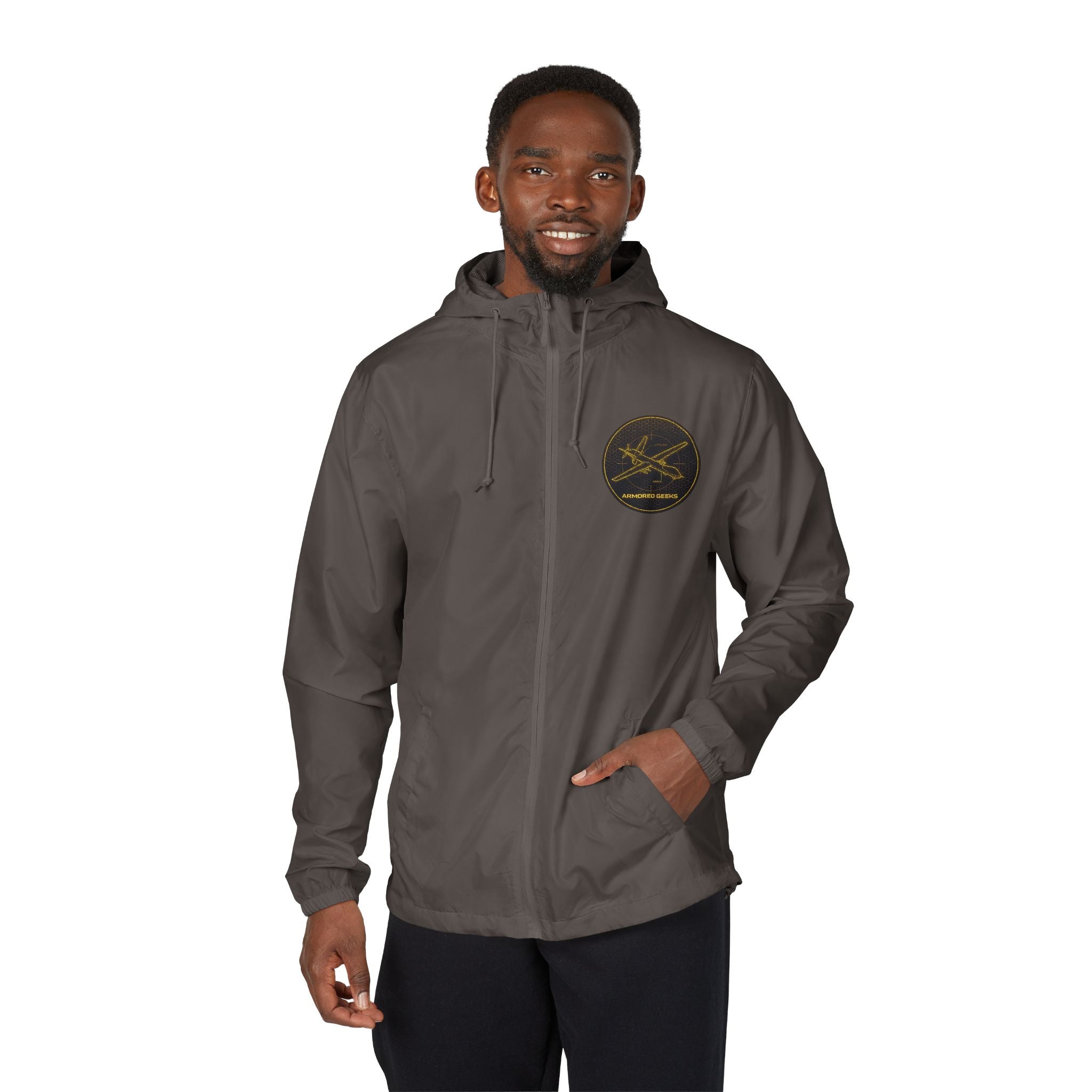 Windbreaker Jacket — Vintage Gold Seal Logo Lightweight Hooded Shell