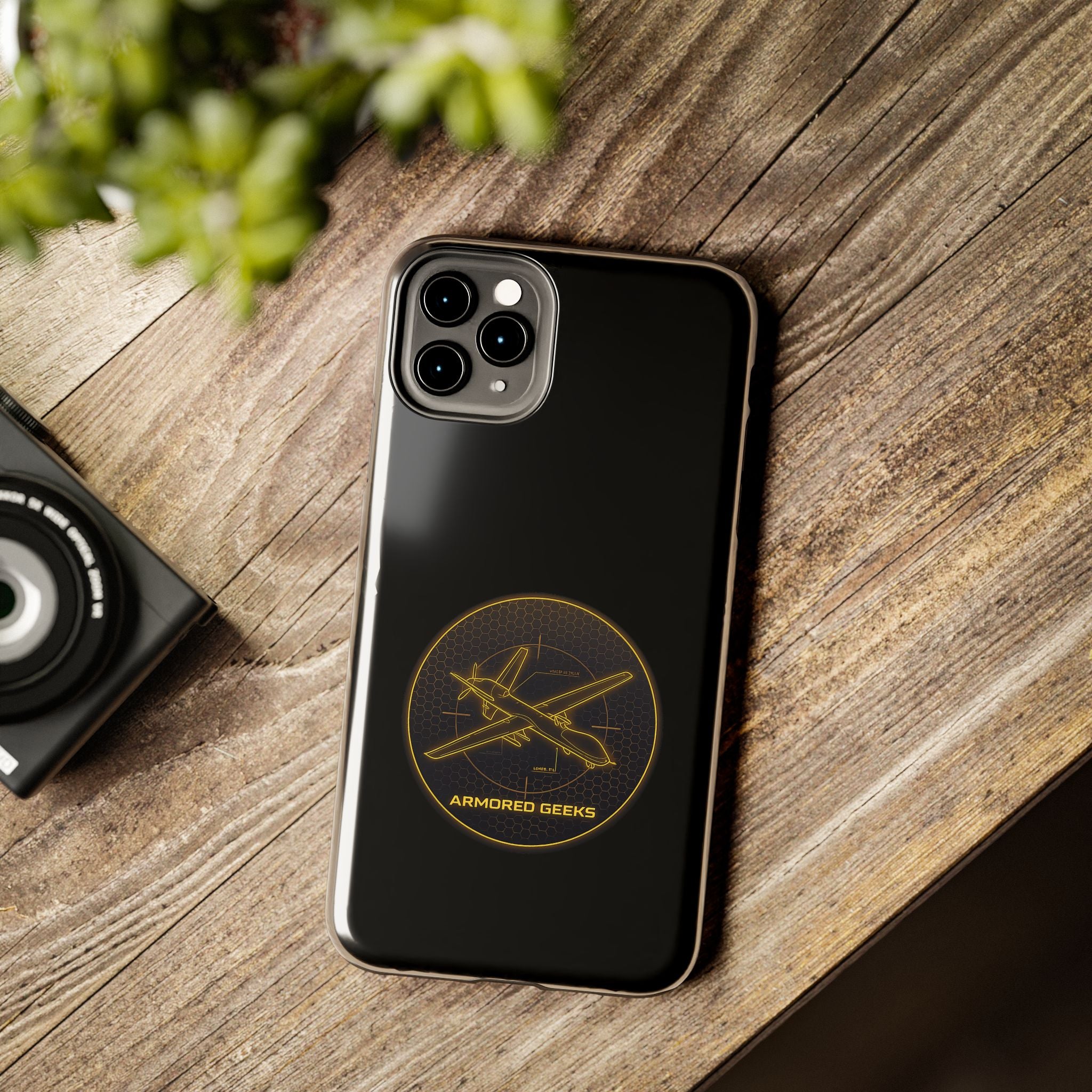 Tough Phone Case — Armored Geeks Drone Emblem (Black & Gold)