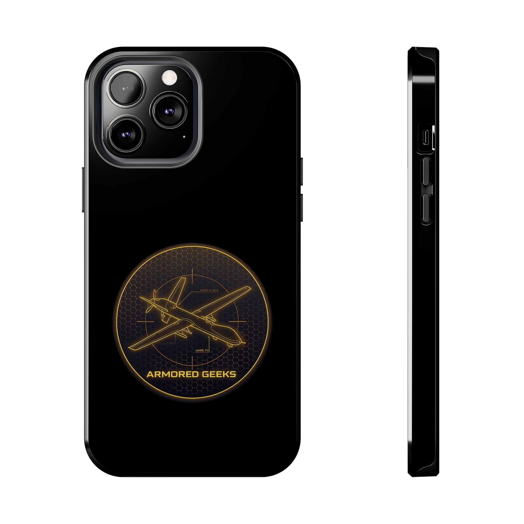 Tough Phone Case — Armored Geeks Drone Emblem (Black & Gold)