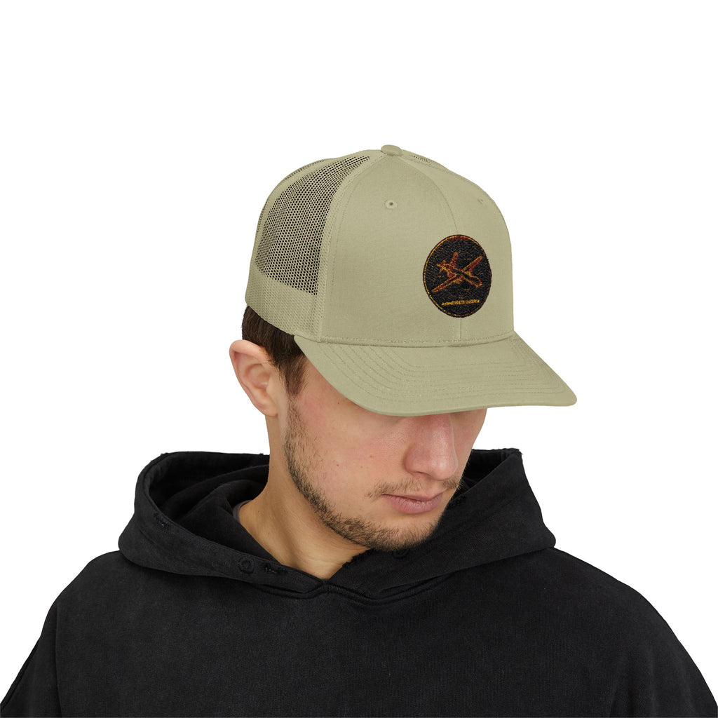 Embroidered Sunrise Wave Snapback Trucker Cap