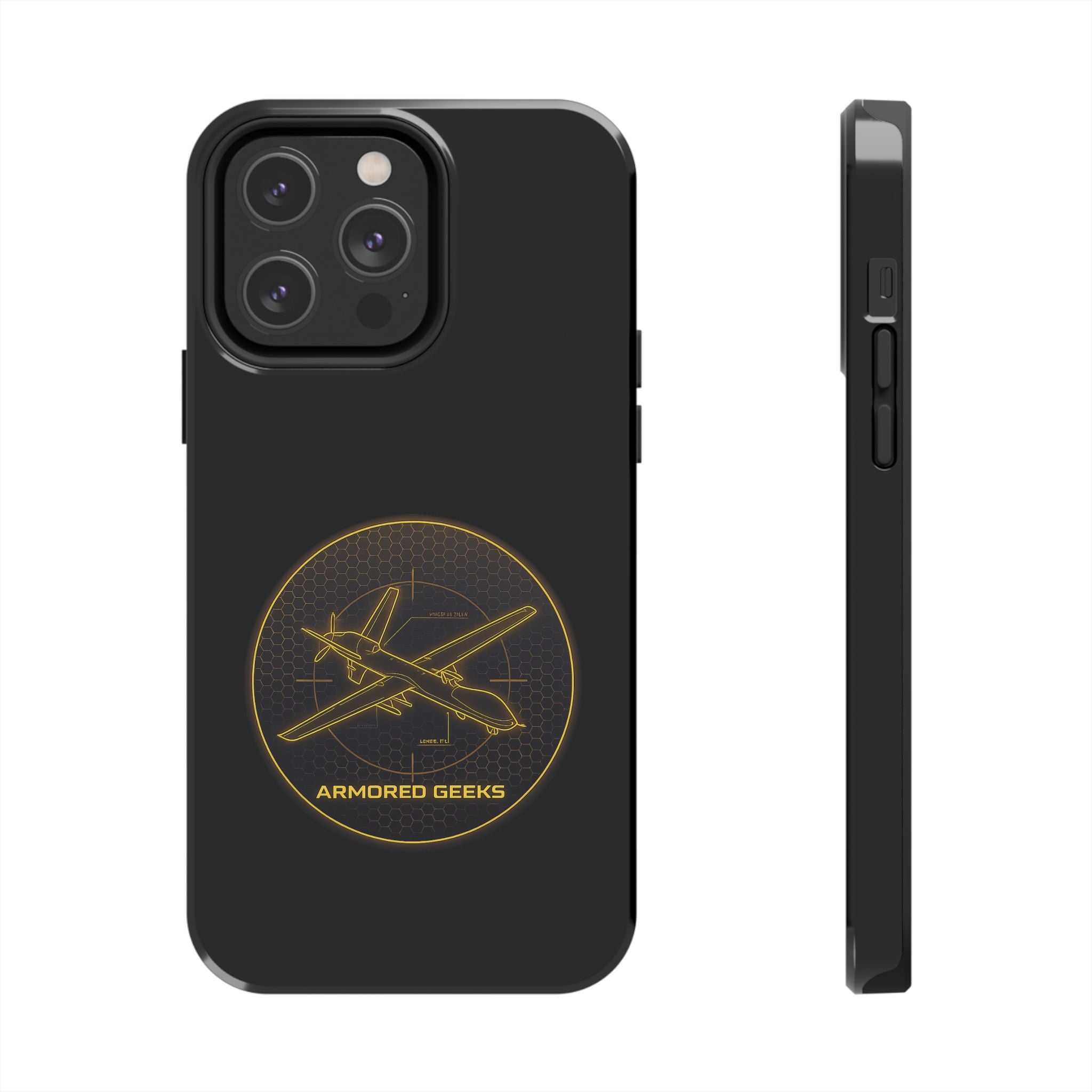 Tough Phone Case — Armored Geeks Drone Emblem (Black & Gold)