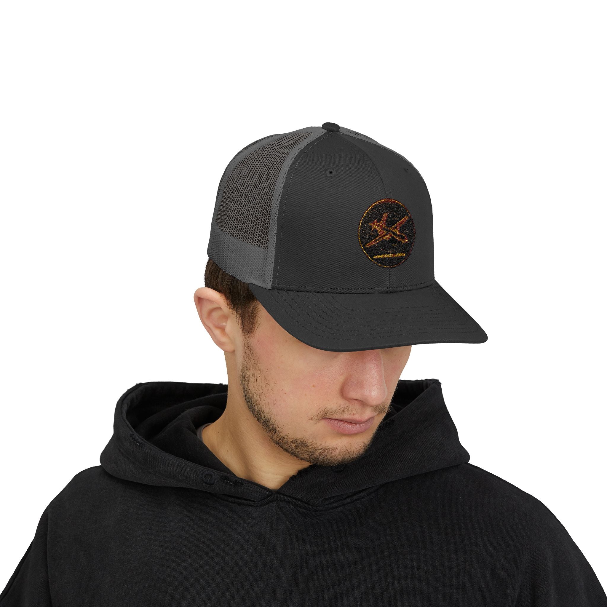 Embroidered Sunrise Wave Snapback Trucker Cap