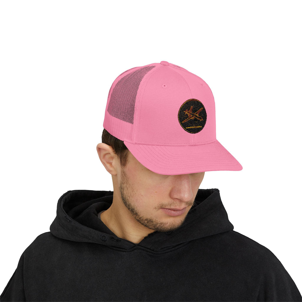 Embroidered Sunrise Wave Snapback Trucker Cap