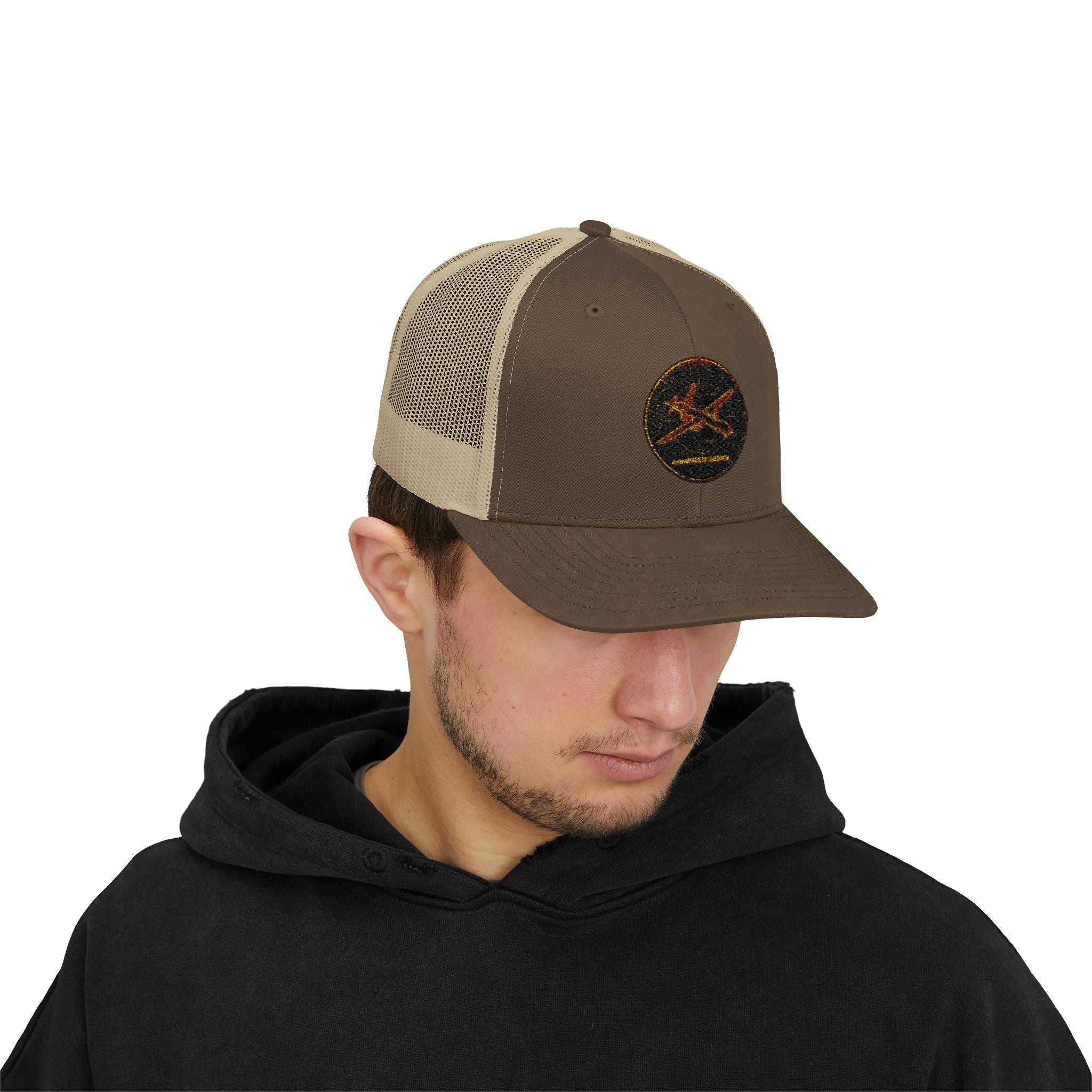 Embroidered Sunrise Wave Snapback Trucker Cap