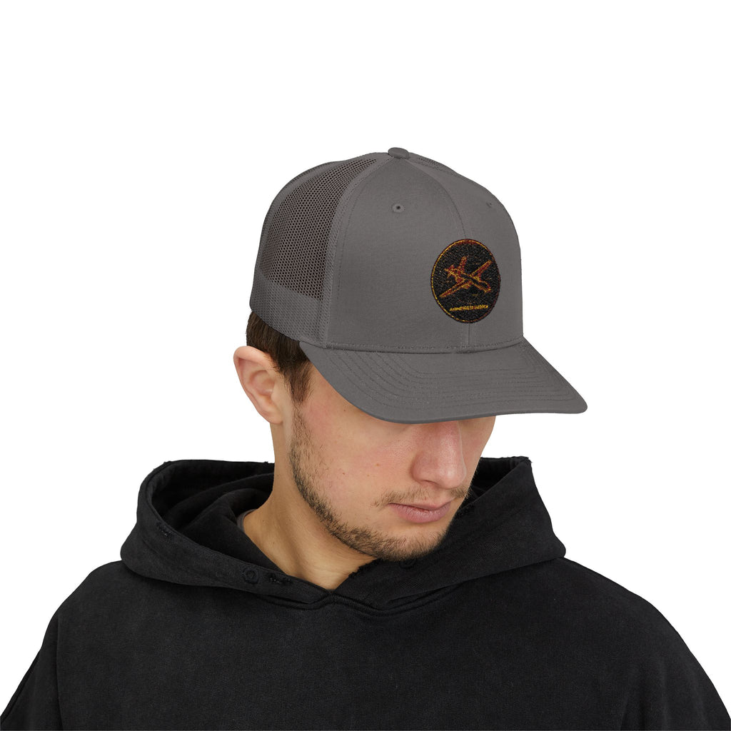Embroidered Sunrise Wave Snapback Trucker Cap