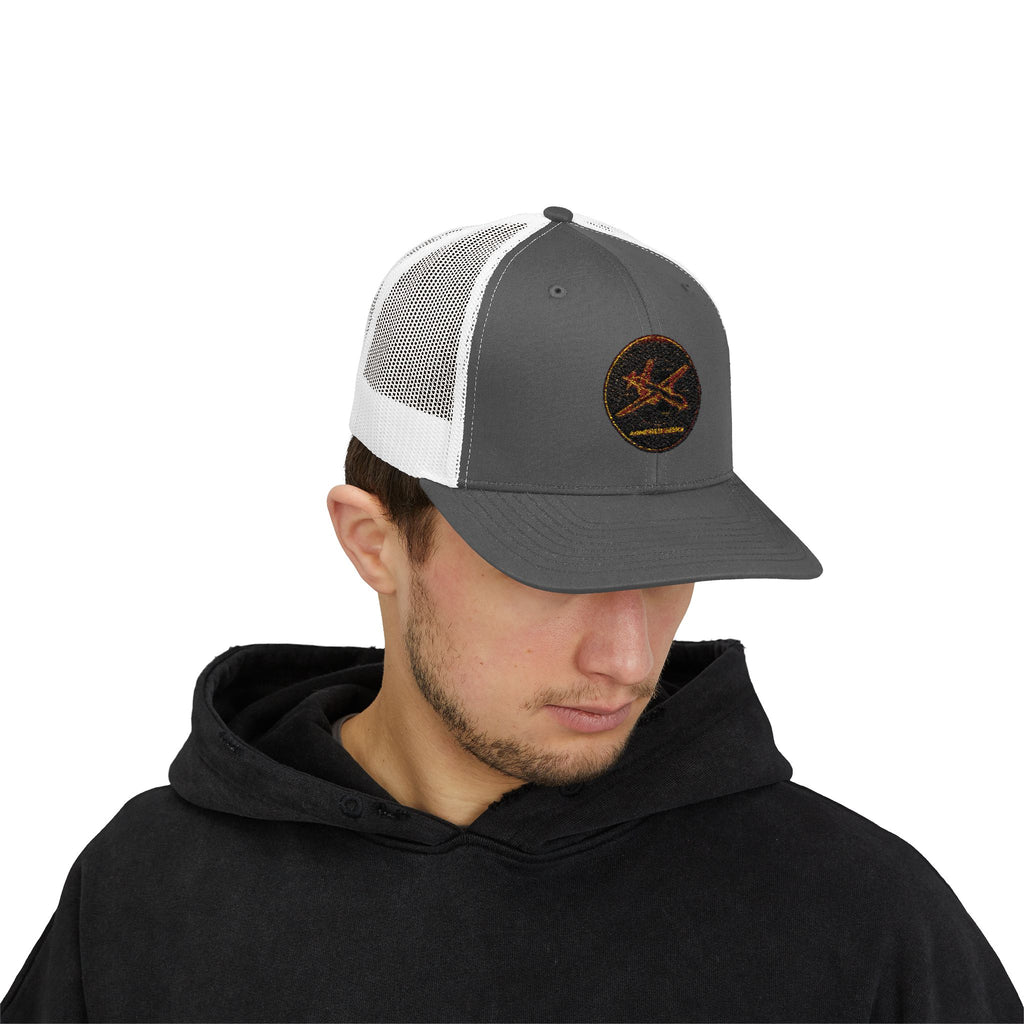 Embroidered Sunrise Wave Snapback Trucker Cap