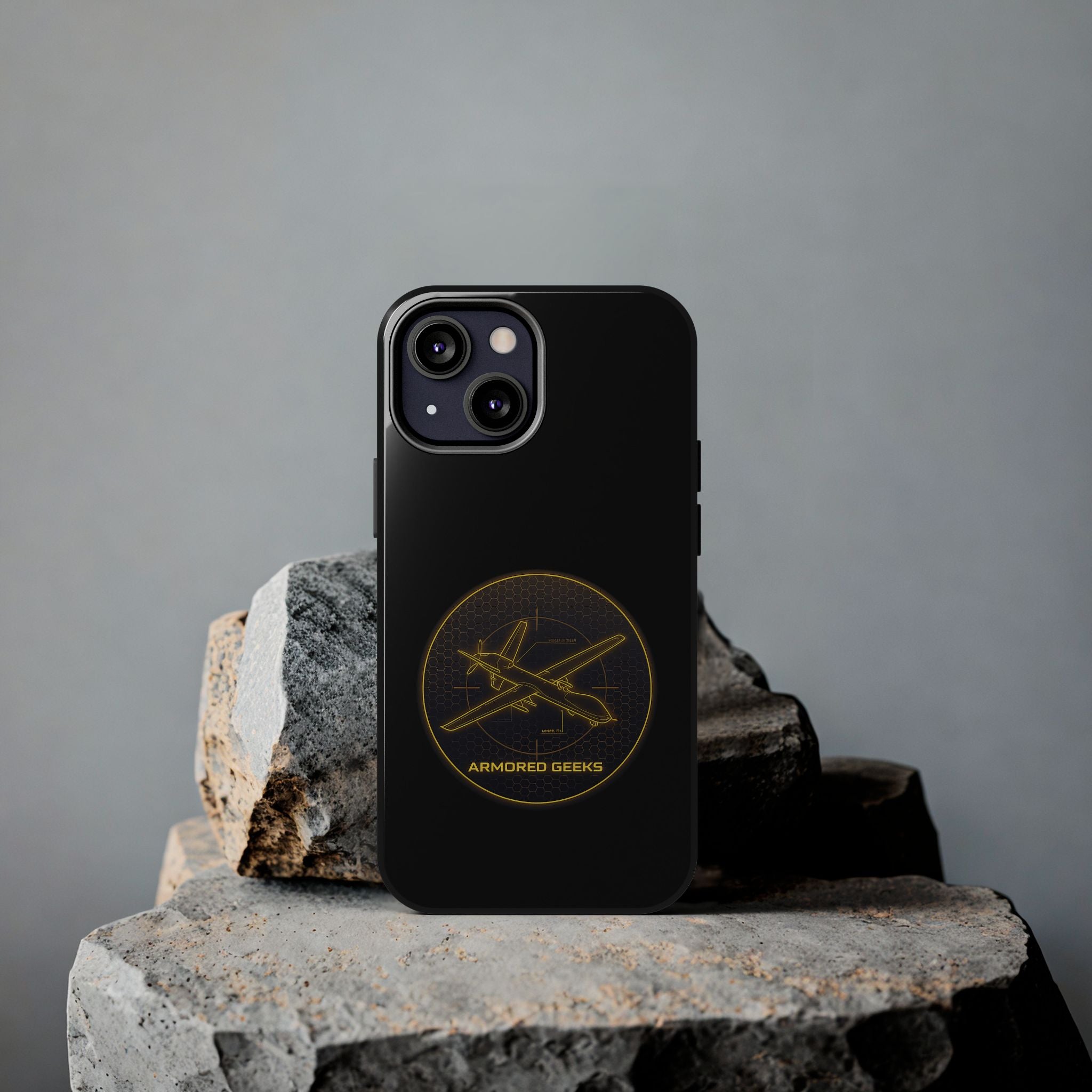 Tough Phone Case — Armored Geeks Drone Emblem (Black & Gold)