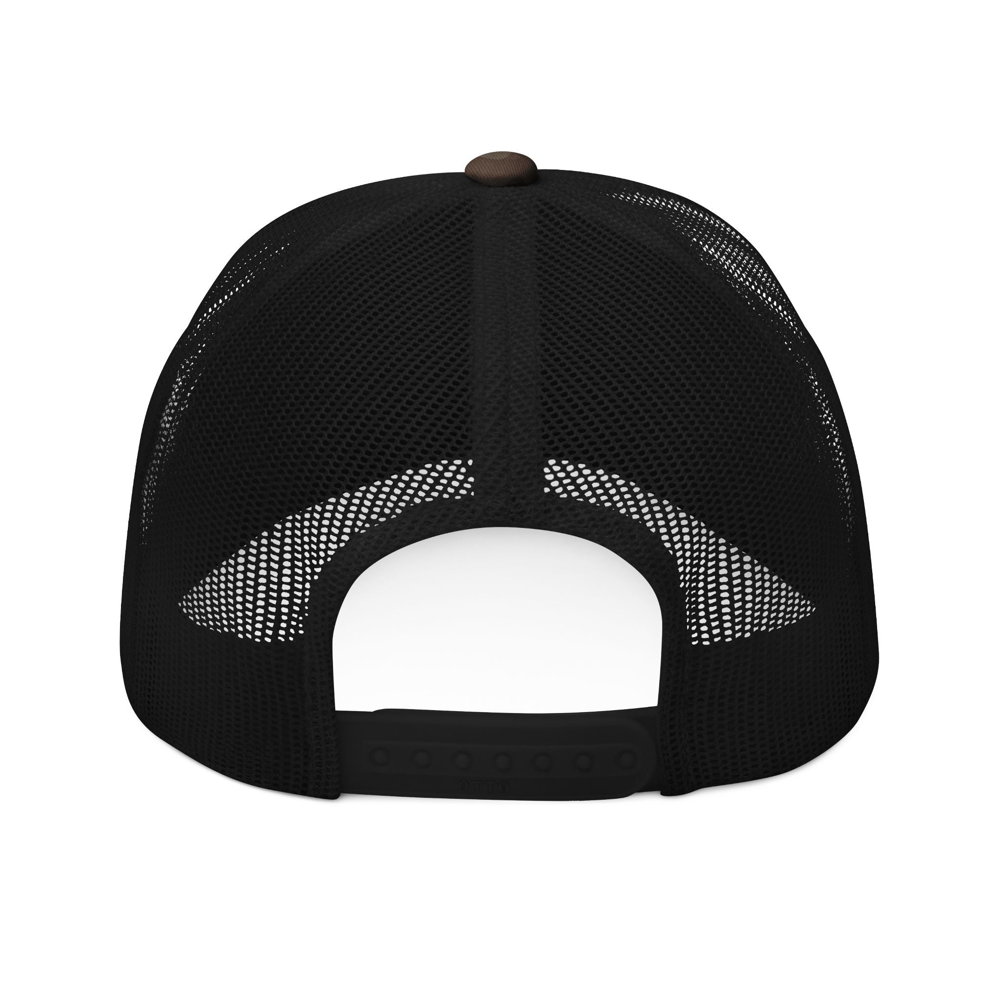 Camo Trucker Hat — Embroidered Rustic Axe Logo, Outdoor Fishing & Hunting Cap
