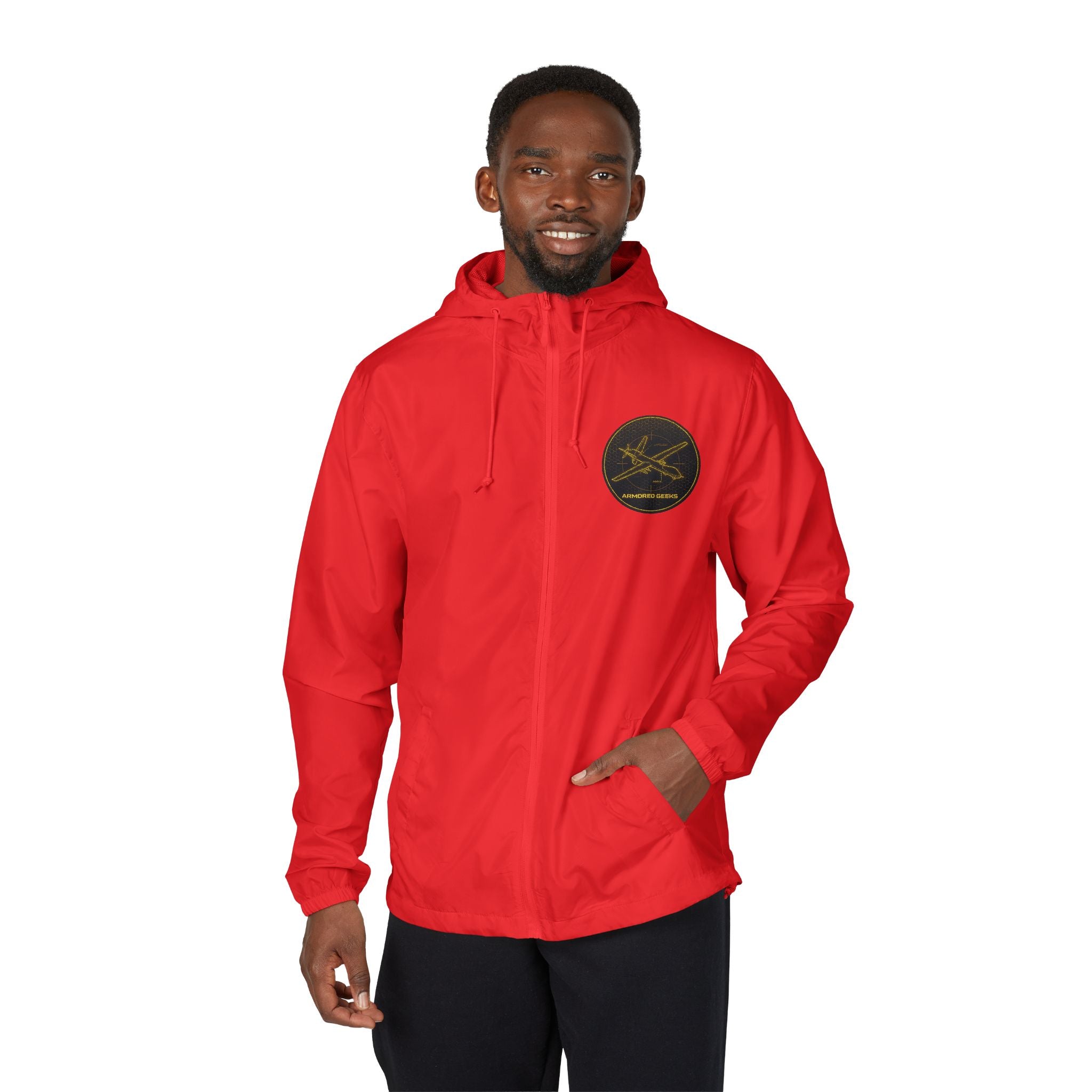 Windbreaker Jacket — Vintage Gold Seal Logo Lightweight Hooded Shell
