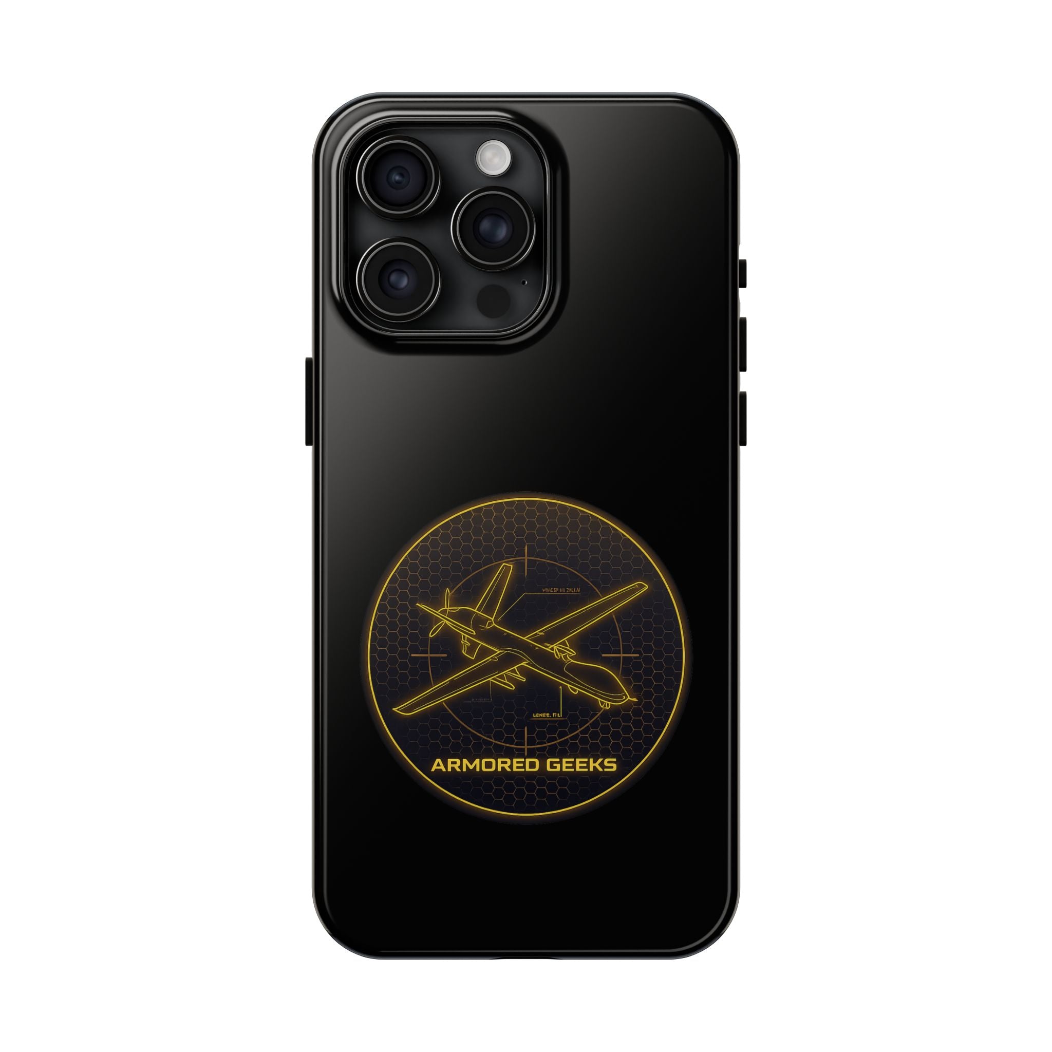 Tough Phone Case — Armored Geeks Drone Emblem (Black & Gold)