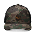 Camo Trucker Hat — Embroidered Rustic Axe Logo, Outdoor Fishing & Hunting Cap