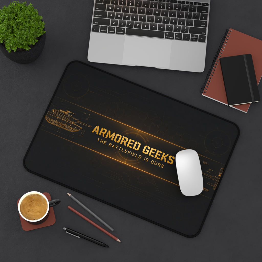 Armored Geeks Gaming Desk Mat — 'The Battlefield Is Ours' Military Mouse Pad