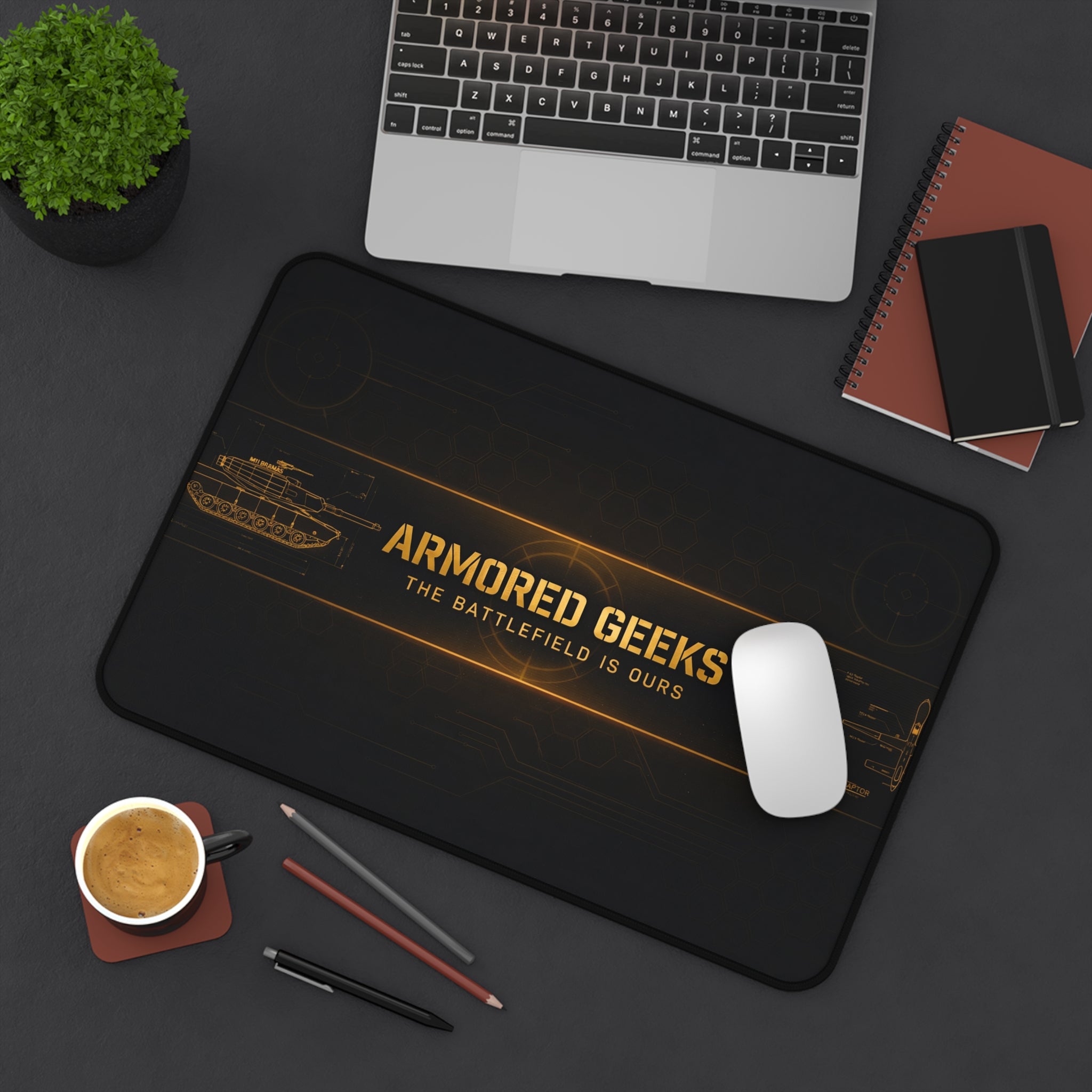 Armored Geeks Gaming Desk Mat — 'The Battlefield Is Ours' Military Mouse Pad