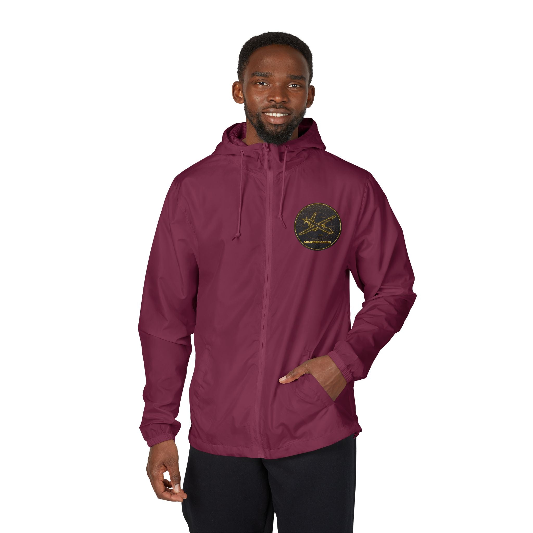 Windbreaker Jacket — Vintage Gold Seal Logo Lightweight Hooded Shell