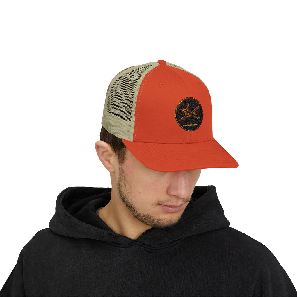 Embroidered Sunrise Wave Snapback Trucker Cap