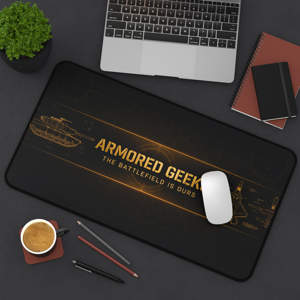 Armored Geeks Gaming Desk Mat — 'The Battlefield Is Ours' Military Mouse Pad