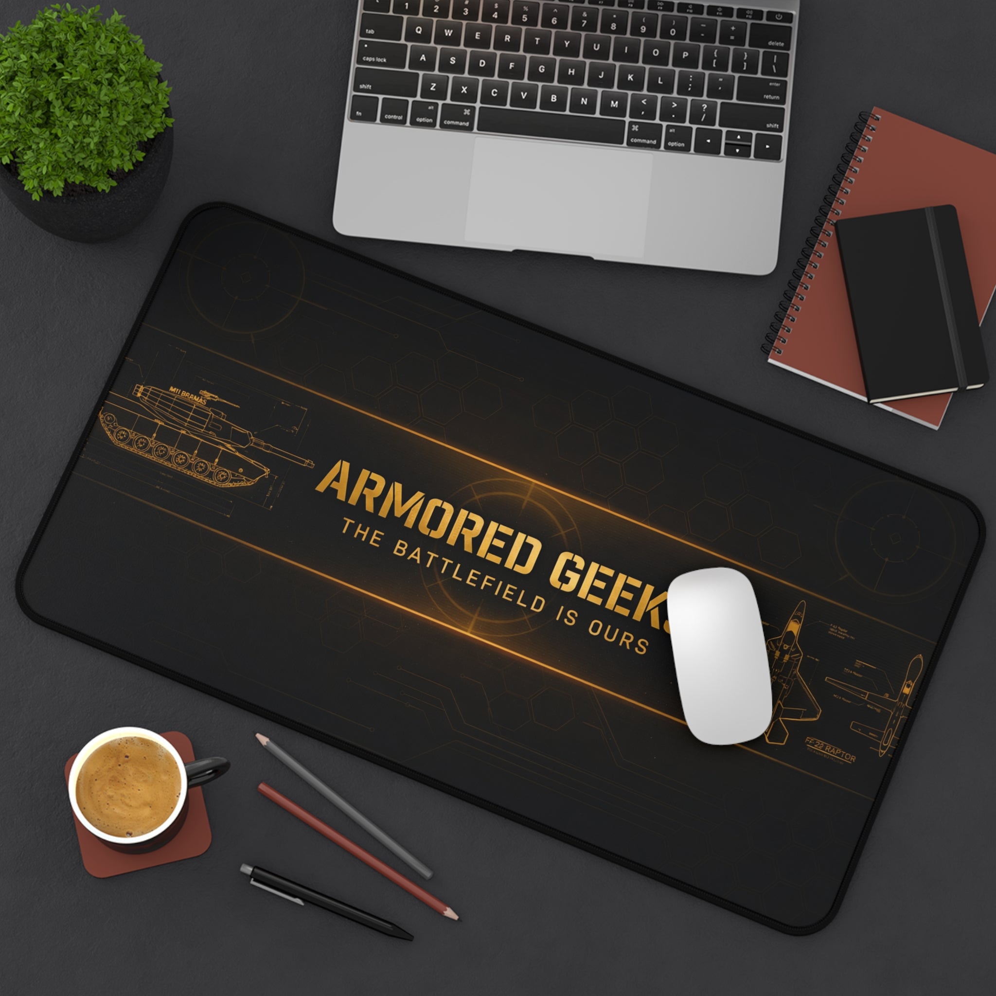 Armored Geeks Gaming Desk Mat — 'The Battlefield Is Ours' Military Mouse Pad