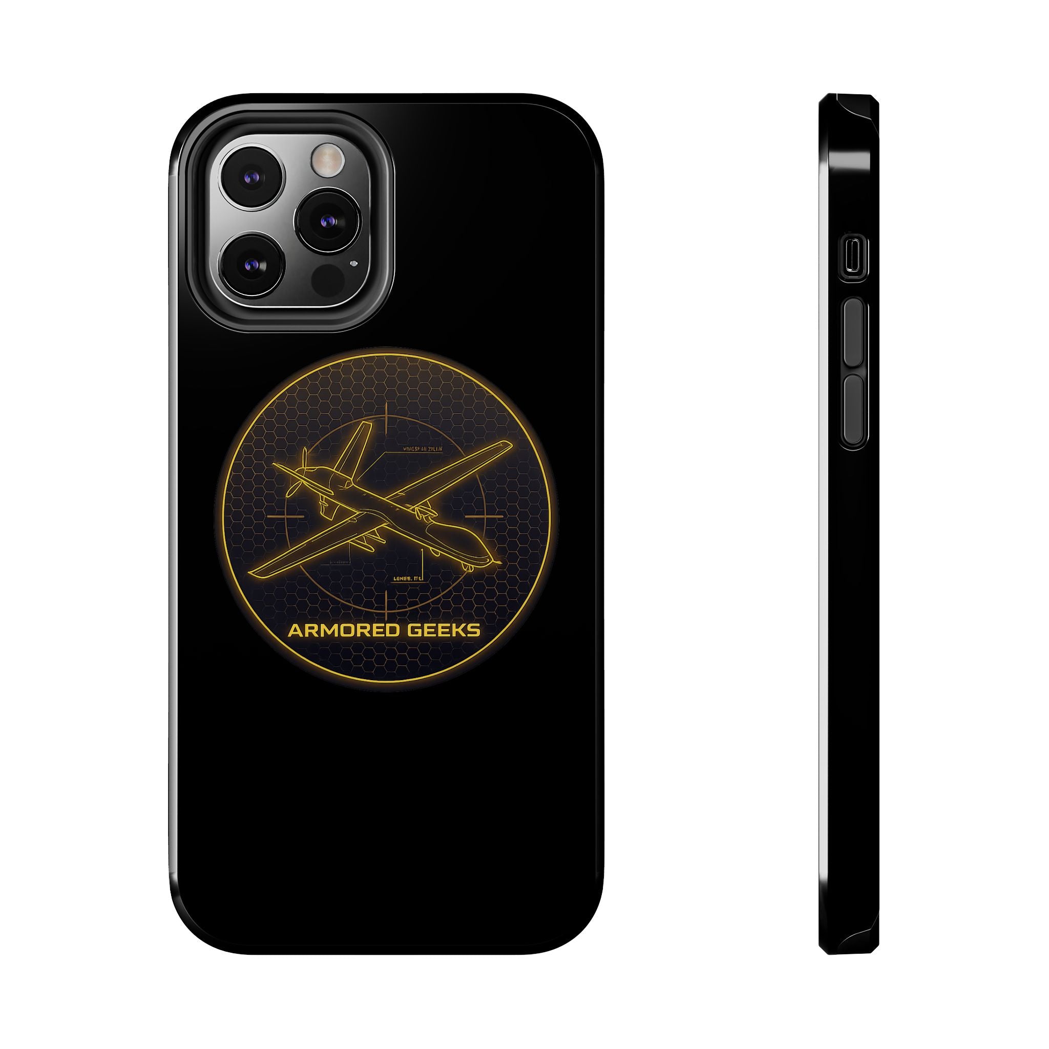 Tough Phone Case — Armored Geeks Drone Emblem (Black & Gold)