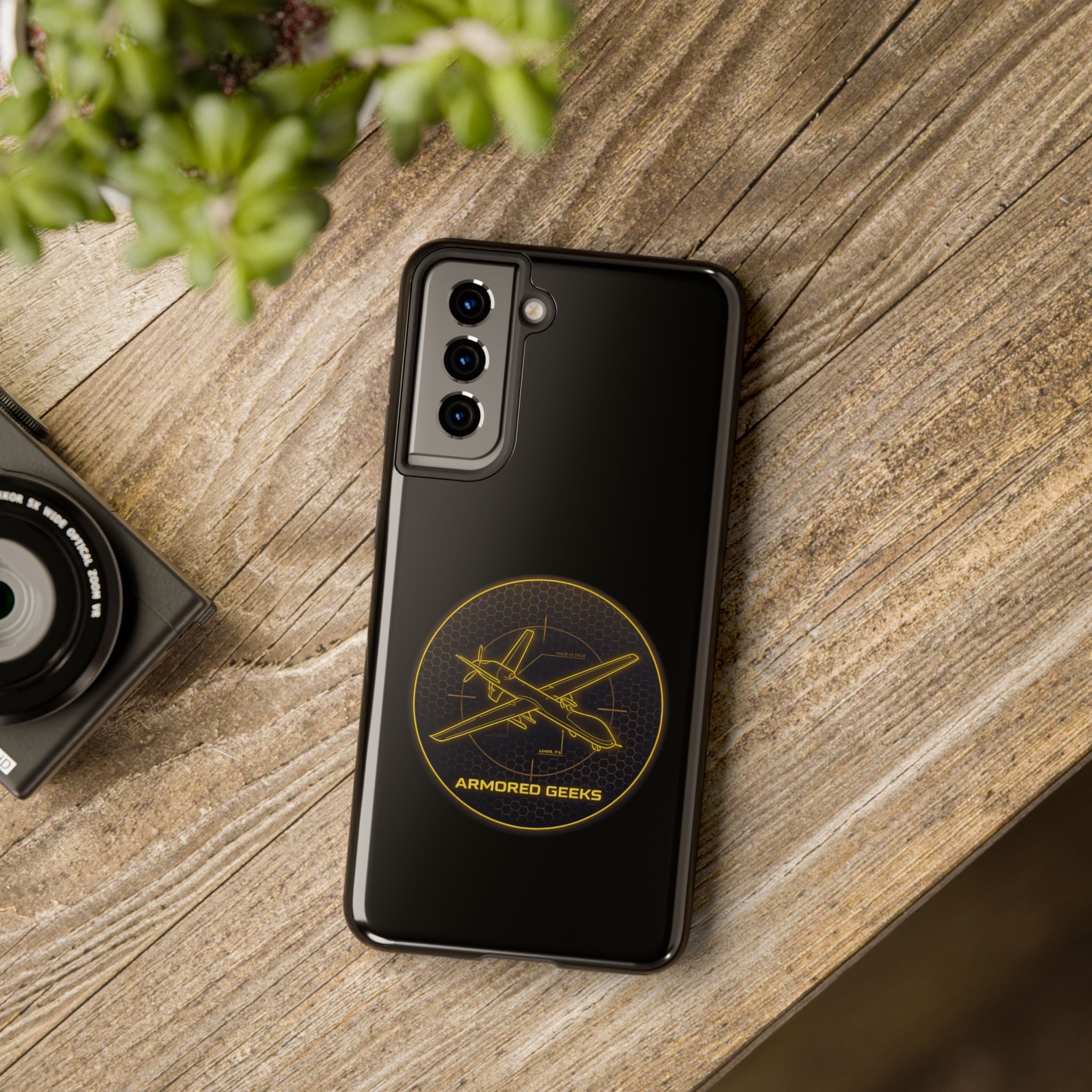 Tough Phone Case — Armored Geeks Drone Emblem (Black & Gold)