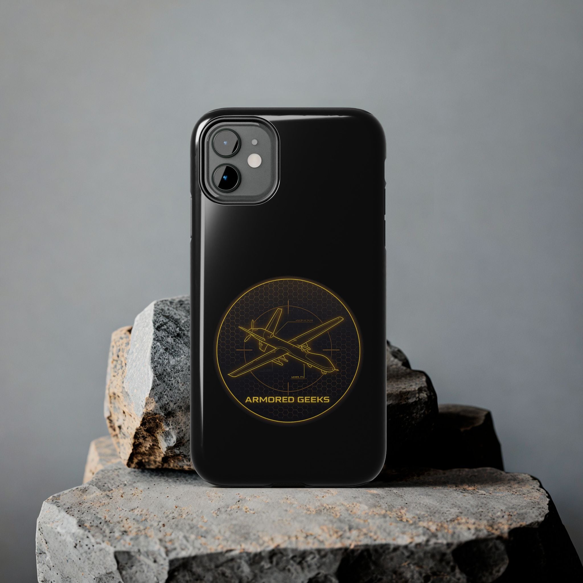 Tough Phone Case — Armored Geeks Drone Emblem (Black & Gold)