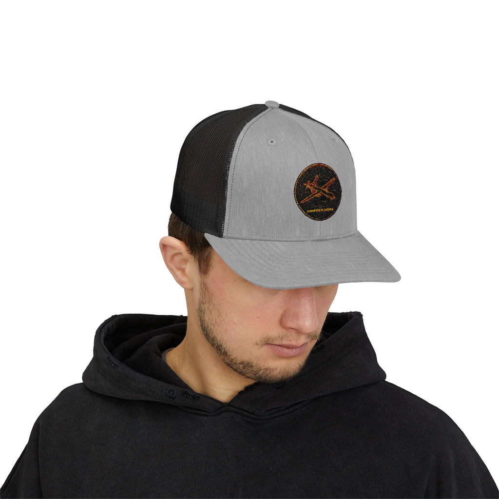 Embroidered Sunrise Wave Snapback Trucker Cap