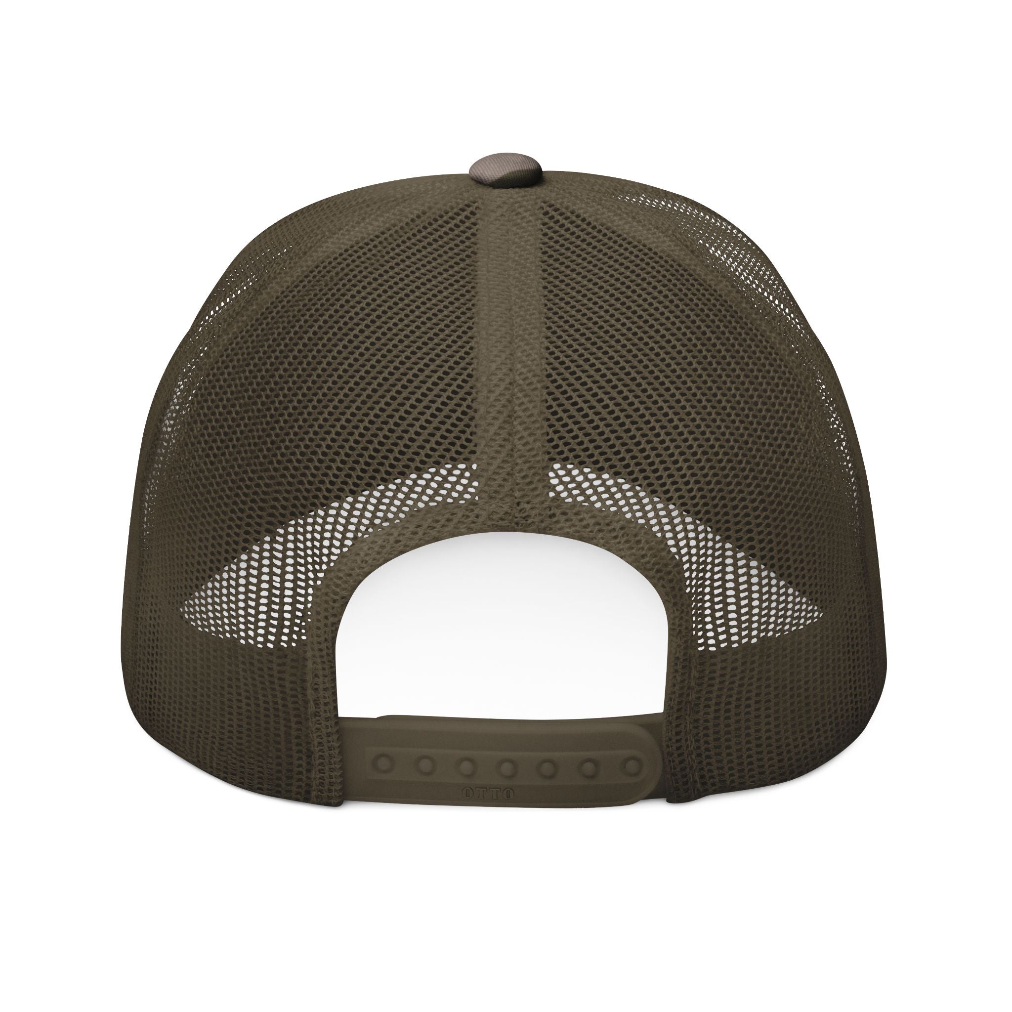Camo Trucker Hat — Embroidered Rustic Axe Logo, Outdoor Fishing & Hunting Cap