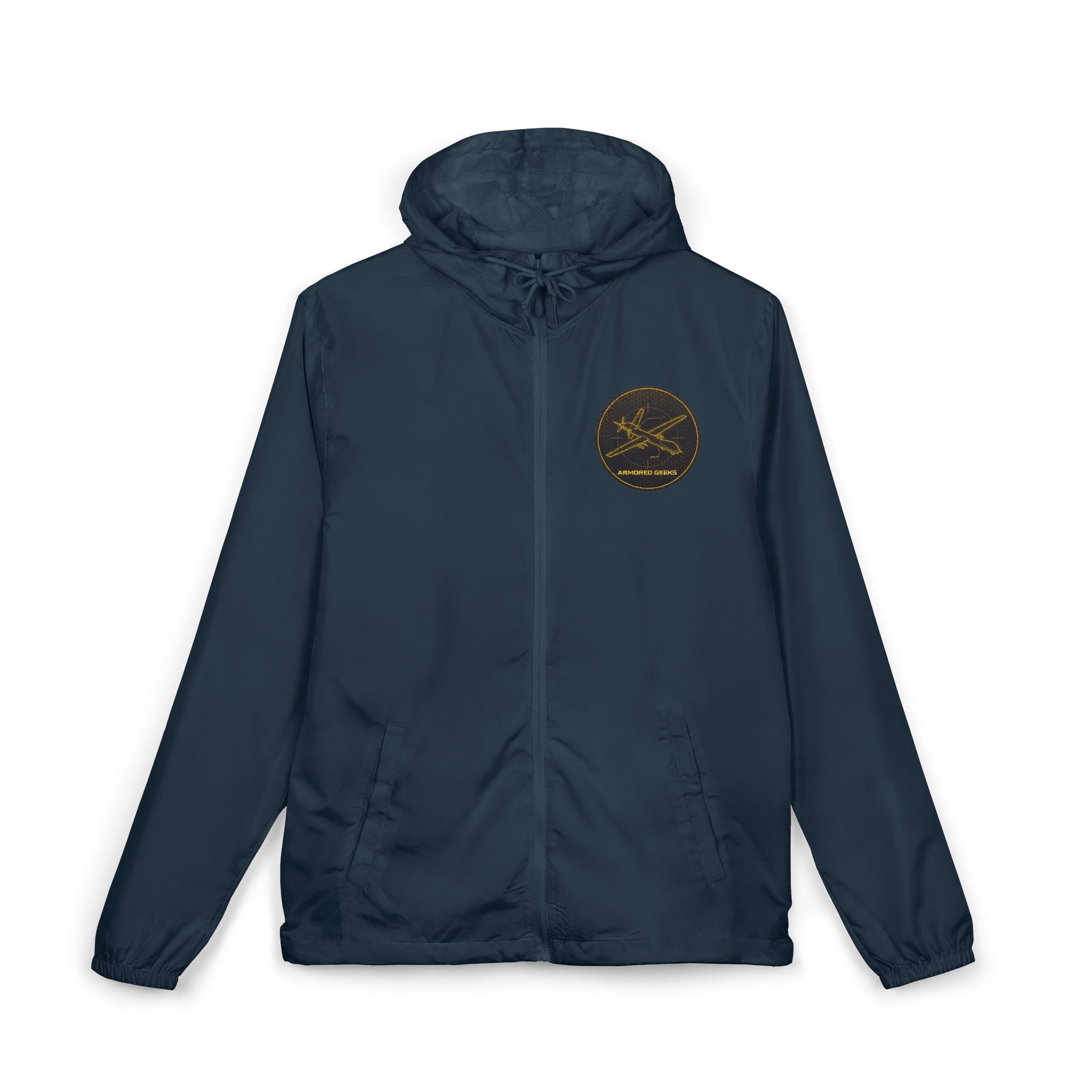 Windbreaker Jacket — Vintage Gold Seal Logo Lightweight Hooded Shell