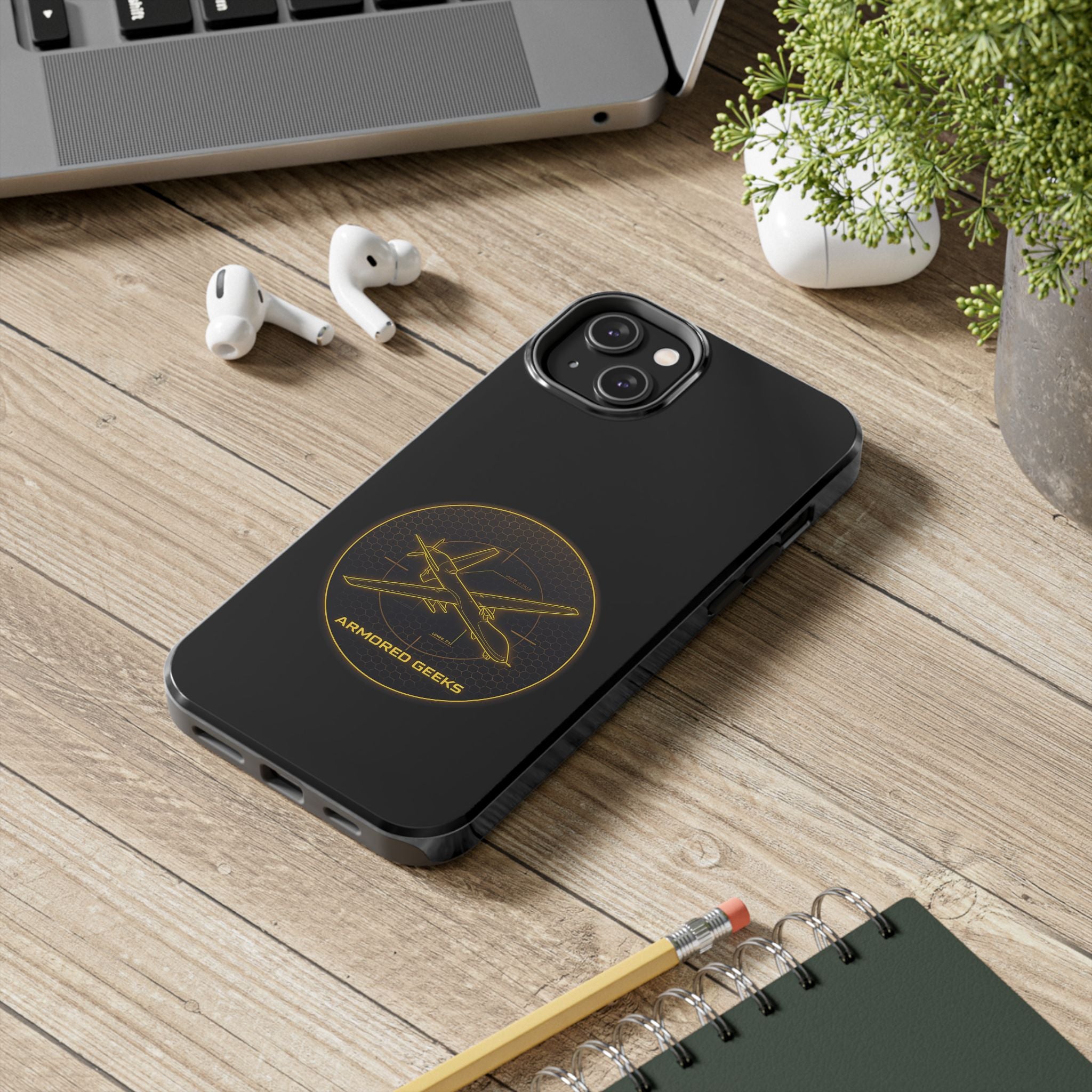 Tough Phone Case — Armored Geeks Drone Emblem (Black & Gold)