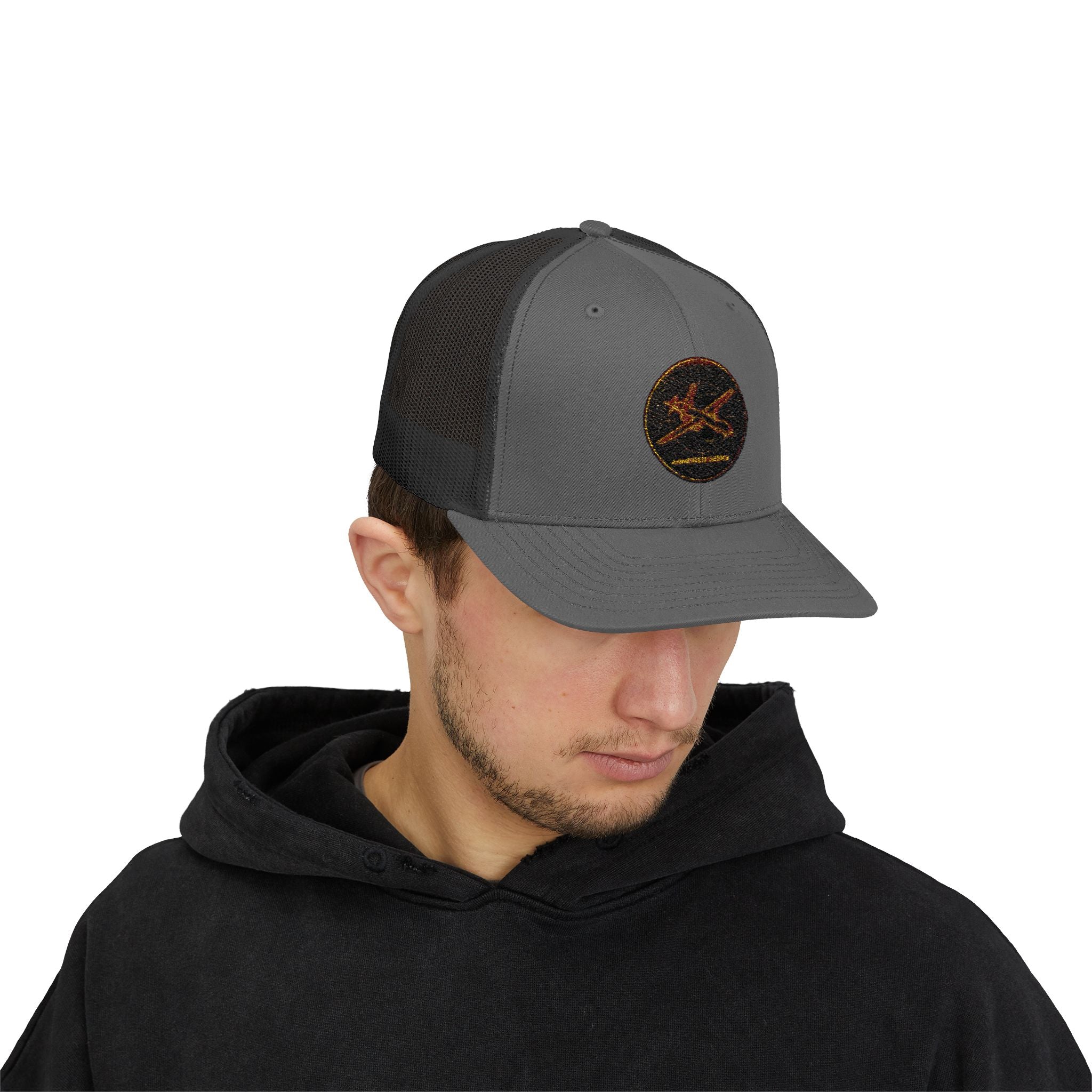 Embroidered Sunrise Wave Snapback Trucker Cap