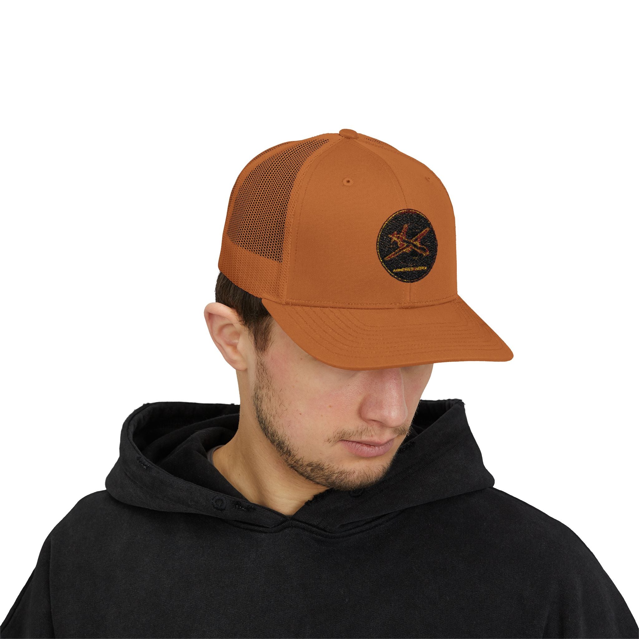 Embroidered Sunrise Wave Snapback Trucker Cap