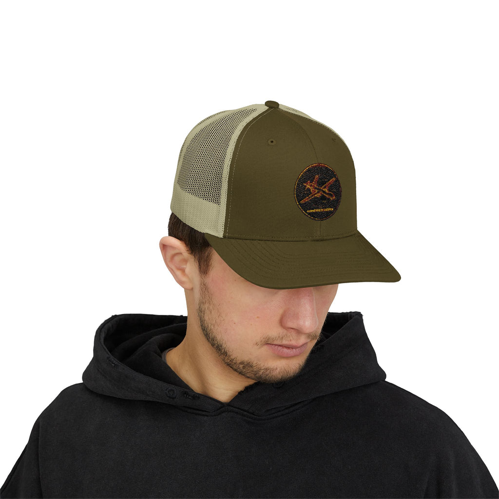 Embroidered Sunrise Wave Snapback Trucker Cap