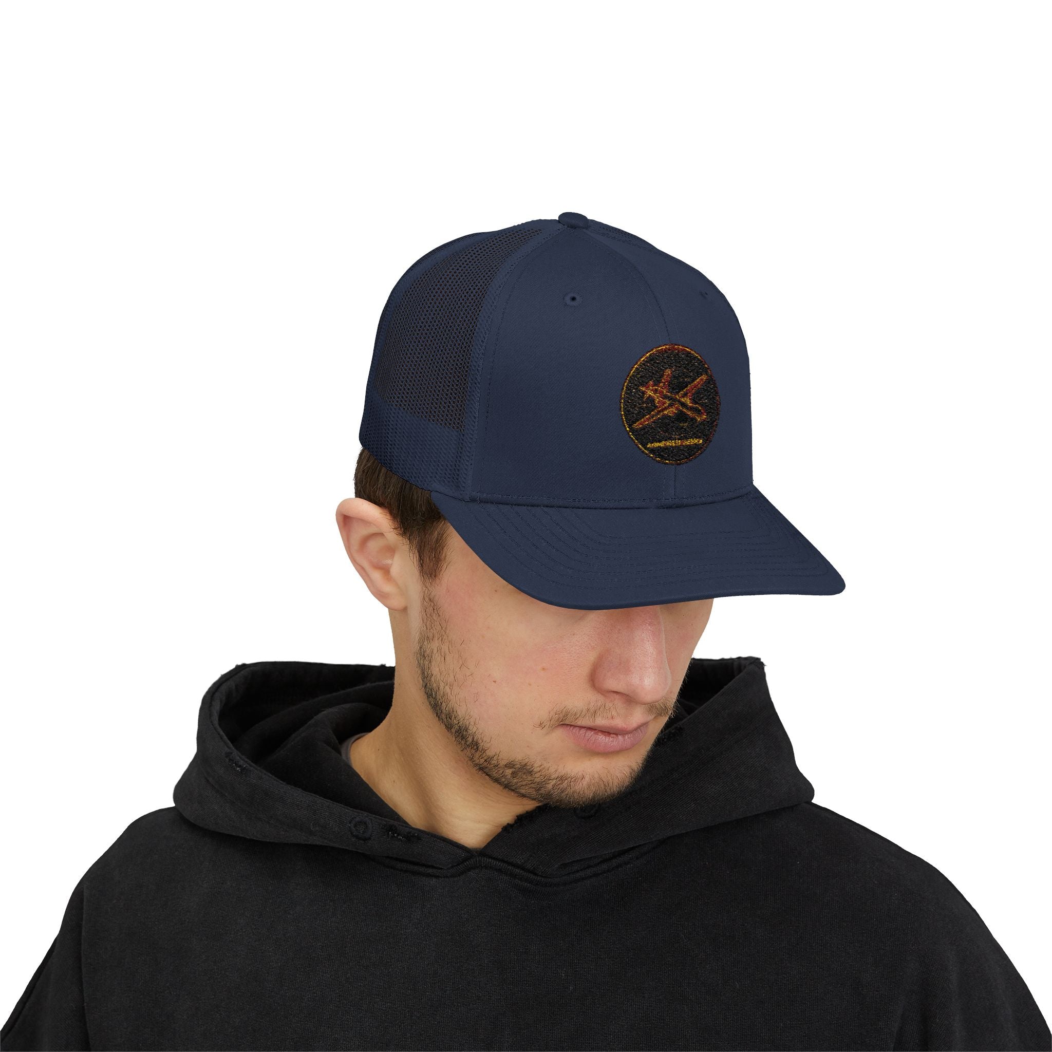 Embroidered Sunrise Wave Snapback Trucker Cap