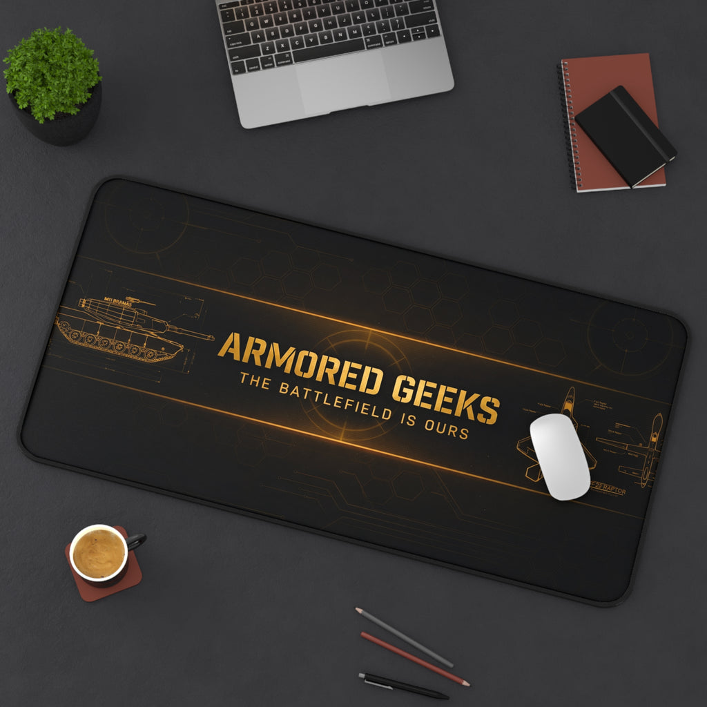 Armored Geeks Gaming Desk Mat — 'The Battlefield Is Ours' Military Mouse Pad